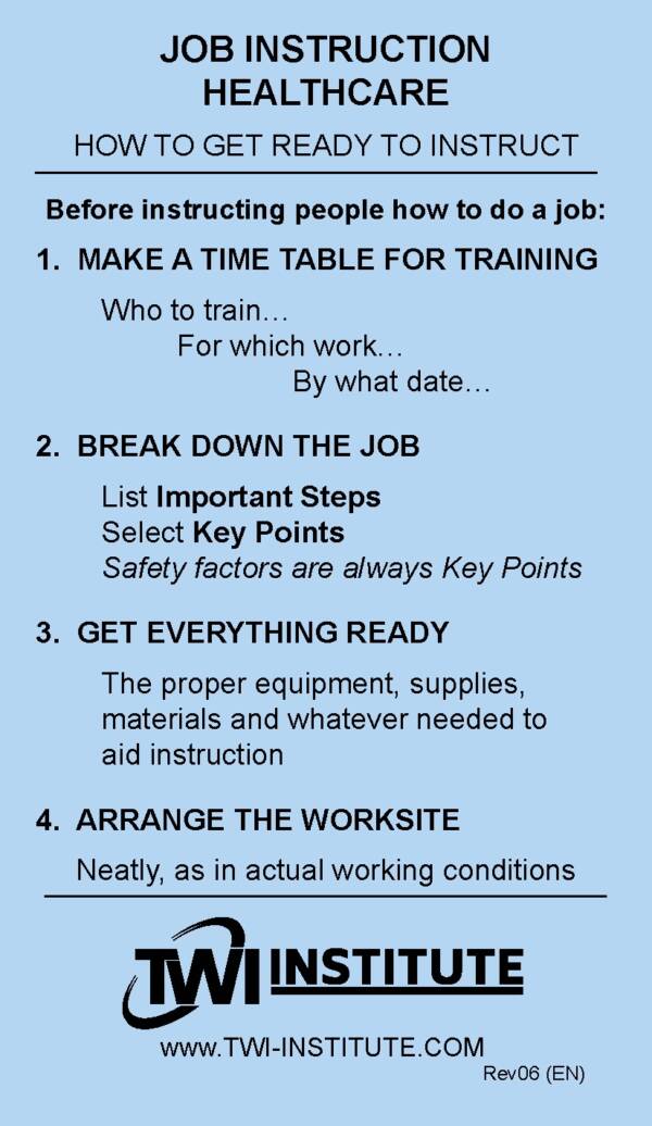 Job Instruction Healthcare Pocket Card