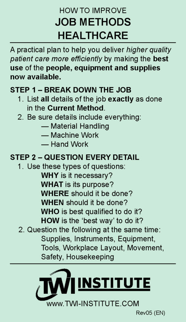 Job Methods Healthcare Pocket Card