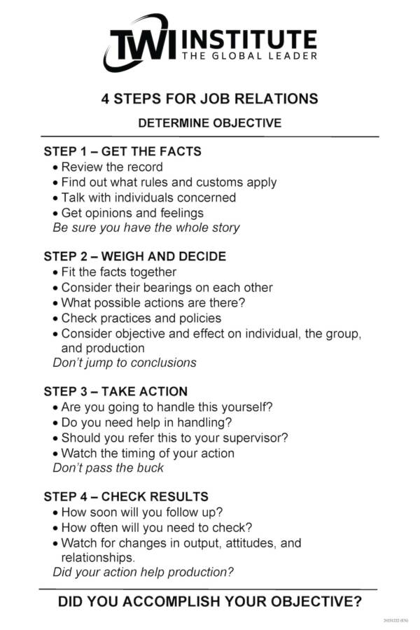 Job Relations: 4 Step Chart