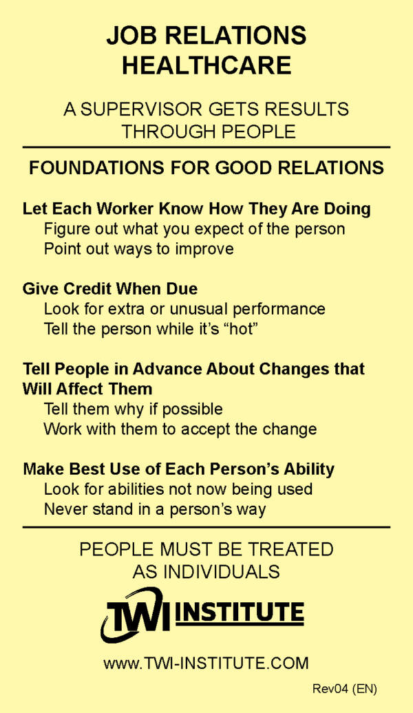 Job Relations Healthcare Pocket Card