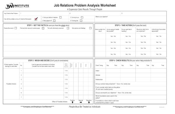 Job Relations: Problem Analysis Worksheet